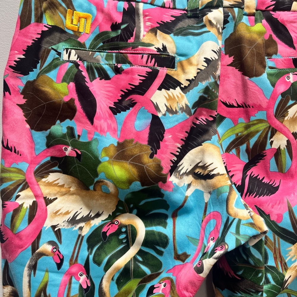 Women's Stretch‎ Loudmouth Golf Flamingo Print Capri Cropped Pants Size 4 - Picture 9 of 14